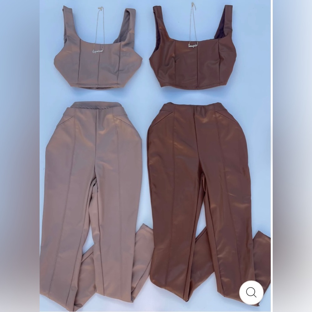 Baddieville Faux Leather Pants Set